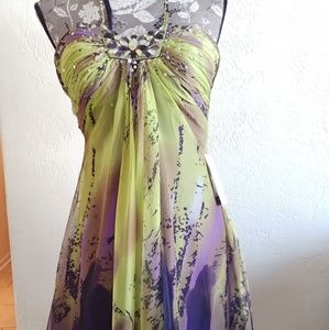Purple and green multicolored dress